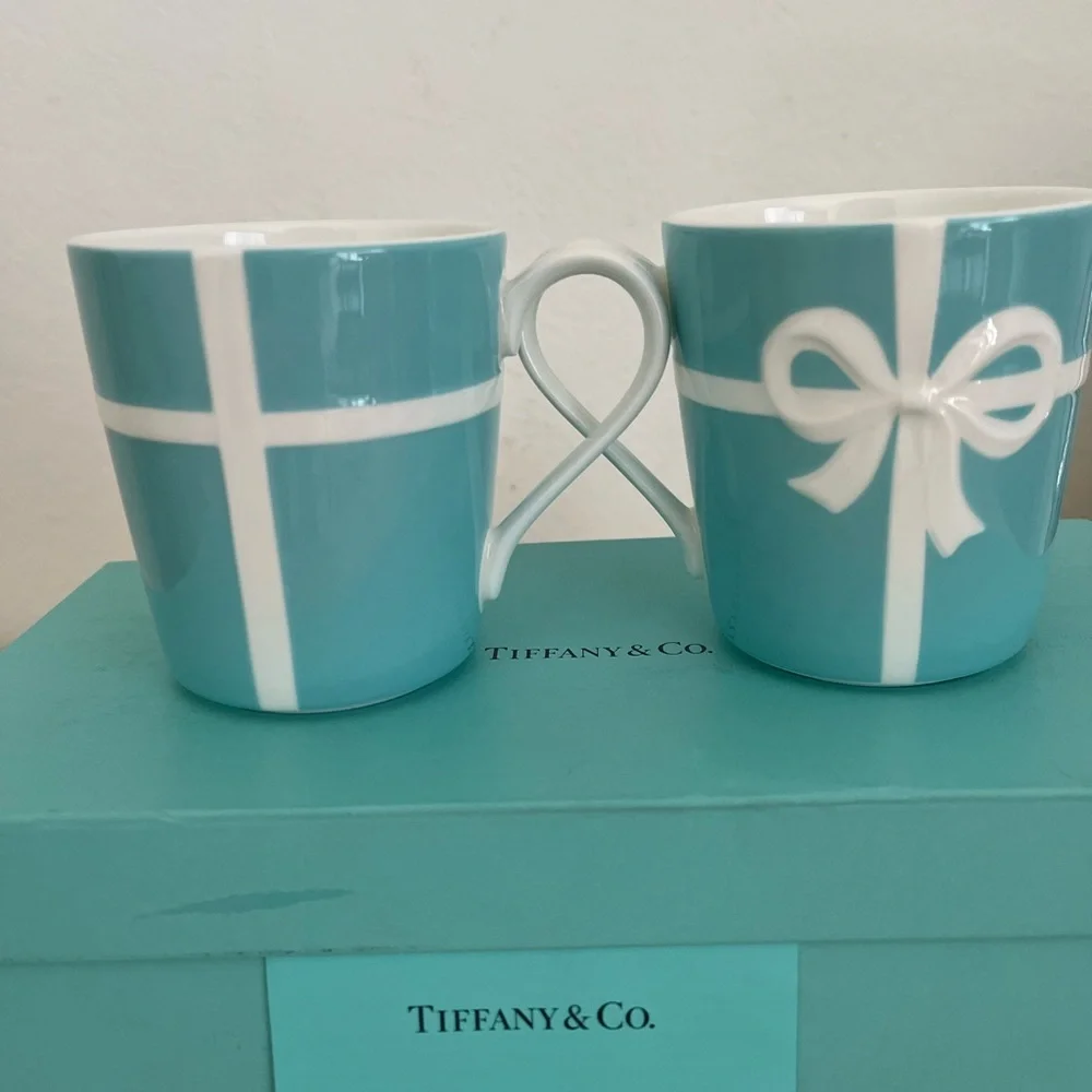 Tiffany & Co. Blue and White Ribbon Mug Set,Box,cards,Collectible Retired BNWOT - Picture 11 of 15